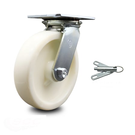 Service Caster 8 Inch Heavy Duty Nylon Caster with Ball Bearing and Swivel Lock SCC-35S820-NYB-BSL